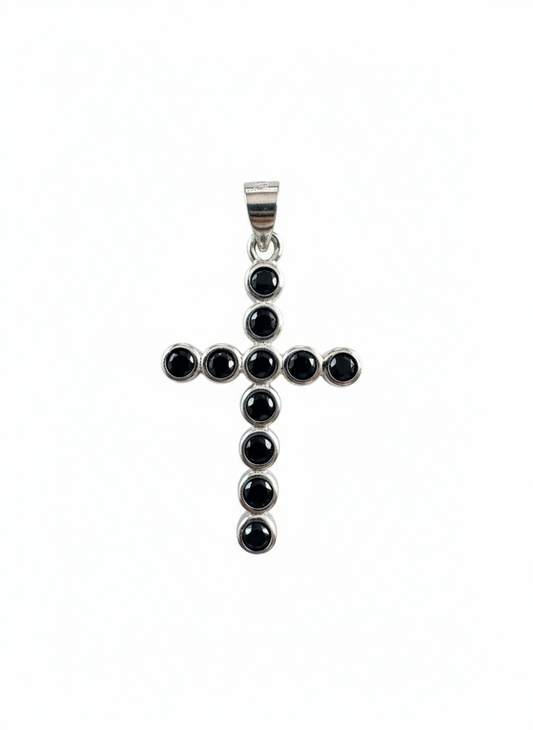 Cubic Zirconia Cross Sterling Silver Pendant