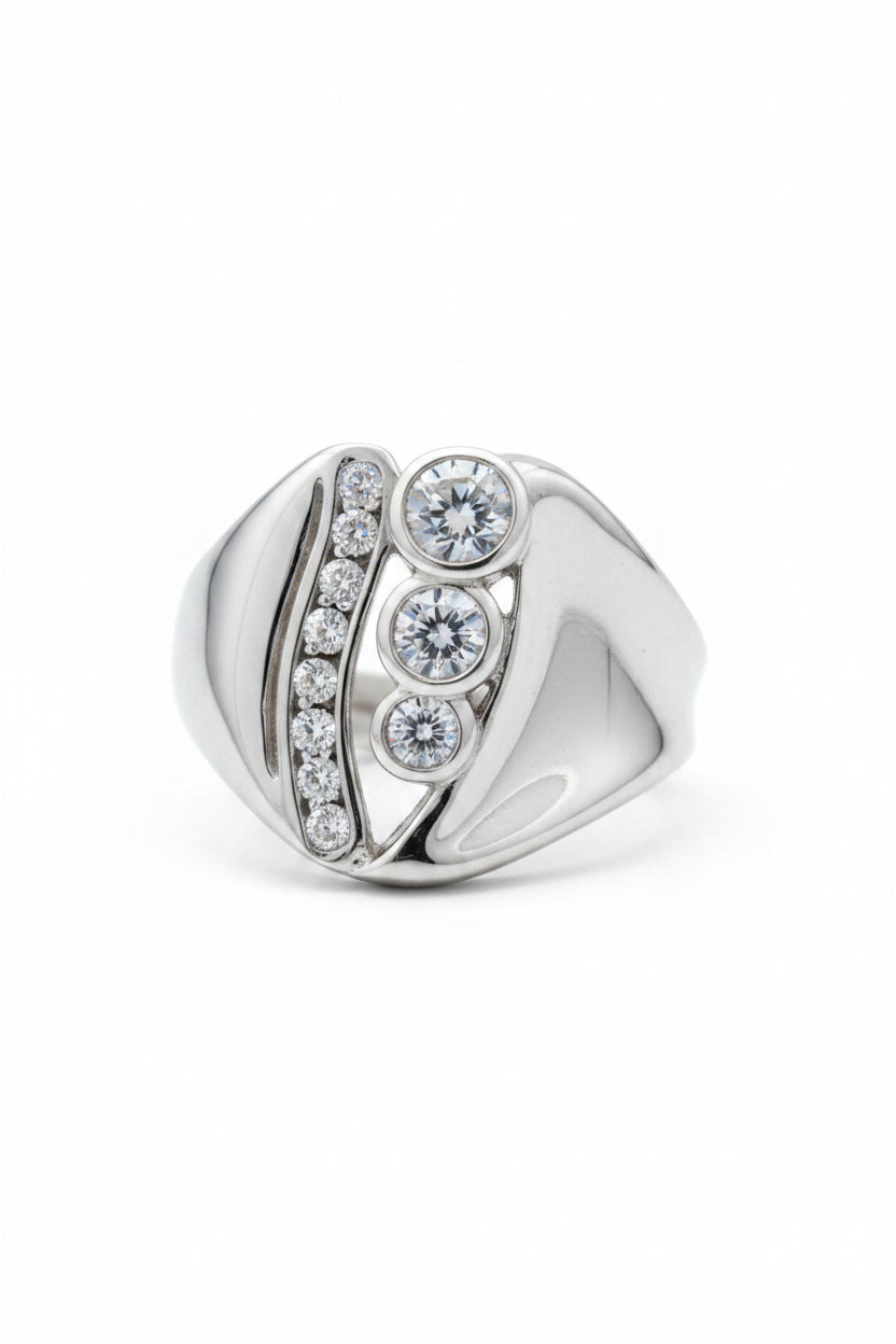 Modern Dome-Style 925 Sterling Silver Statement Ring