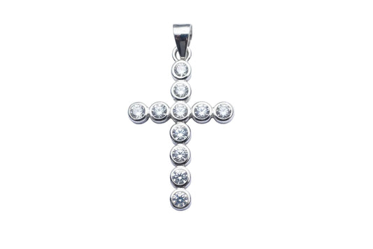 Cubic Zirconia Cross Sterling Silver Pendant