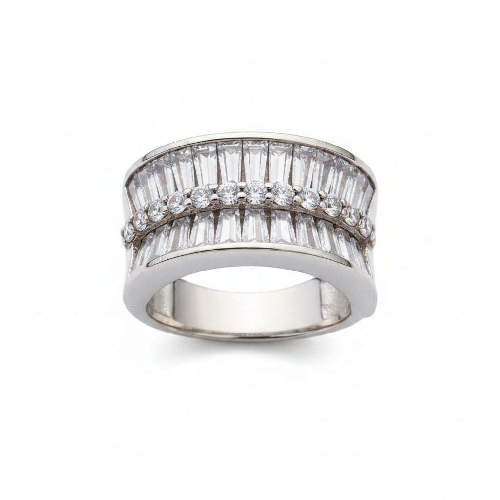 Geometric Baguette 925 Sterling Silver Ring