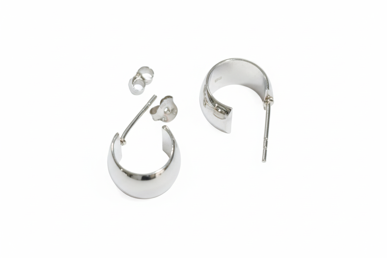 Pair of silver hoop earrings