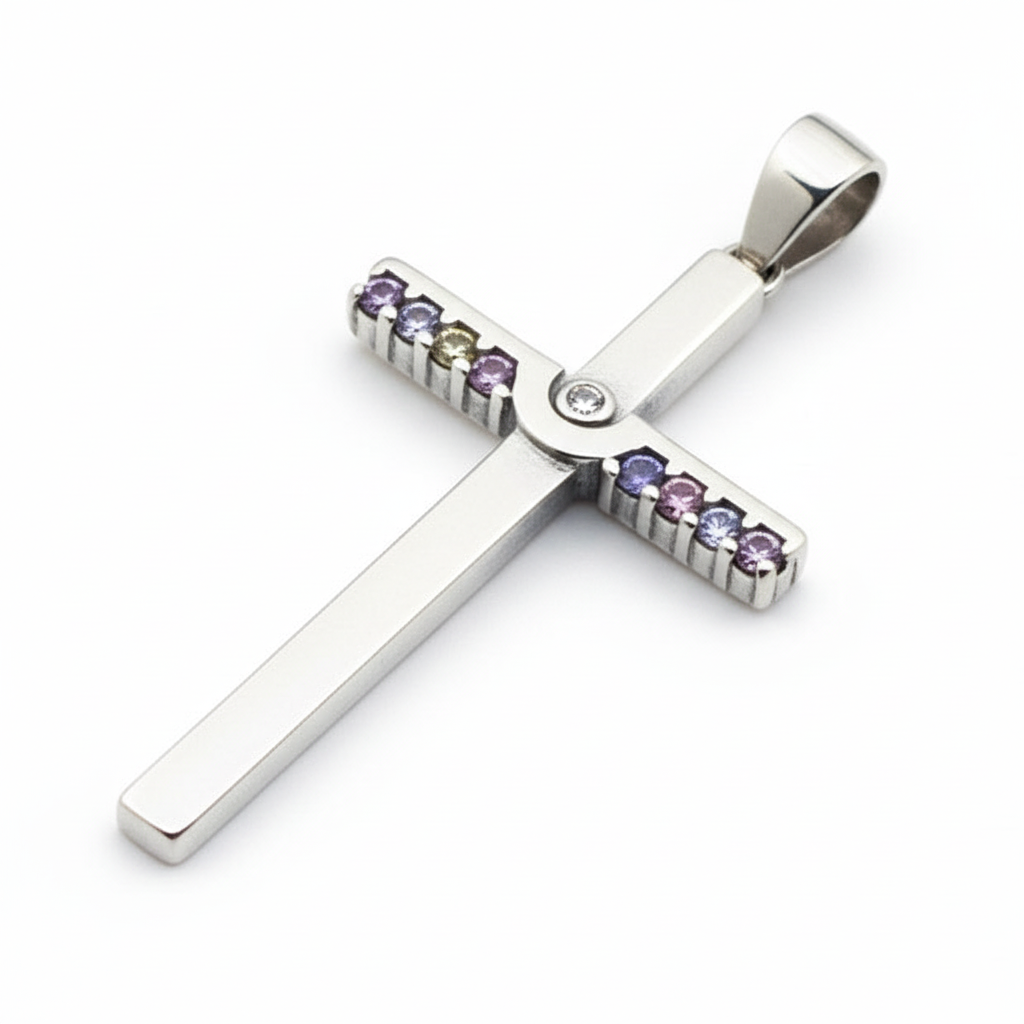 Sterling Silver Cross Pendant - Alternate Angle